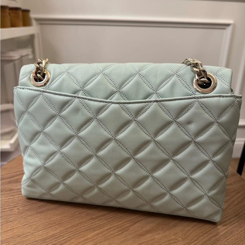 KATE SPADE NATALIA MEDIUM FLAP CROSSBODY SHOULDER CRYSTAL BLUE LEATHER BAG